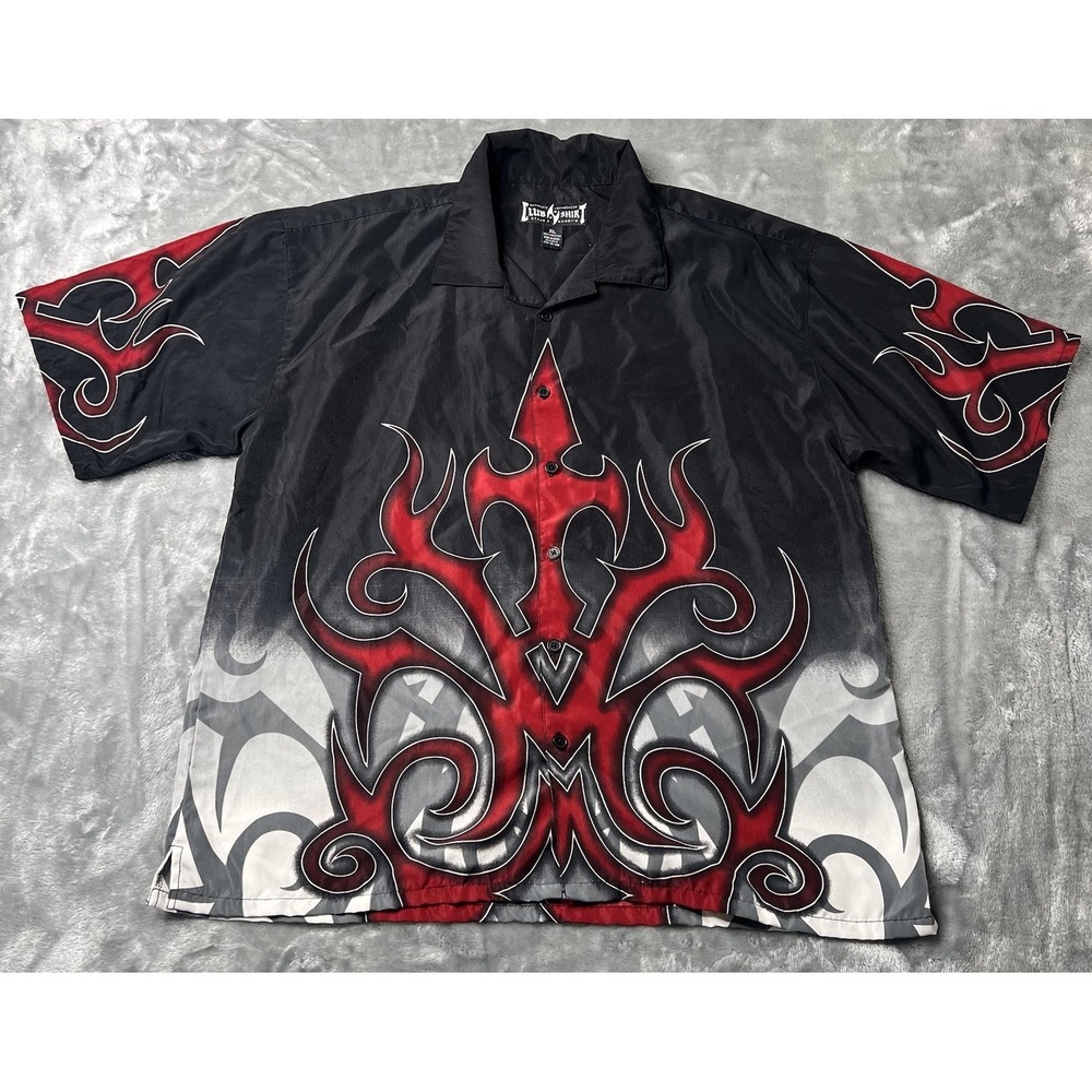 Steve & Barrys Club Shirt Men‎ Size XL Short Sleeve Black Tribal 100% Polyester